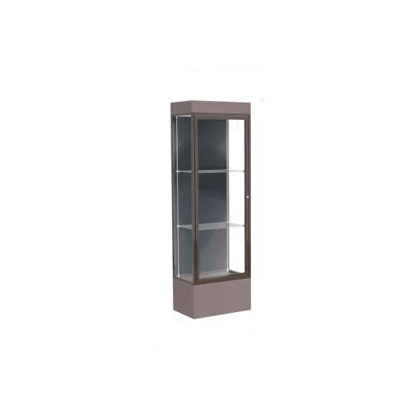 Waddell Display Case Of Ghent Edge Lighted Floor Case, Slate Back, Dark Bronze Frame, 12" Morro Zephyr Base, 24"W x 76"H x 20"D 93LFSL-BZ-MZ - main